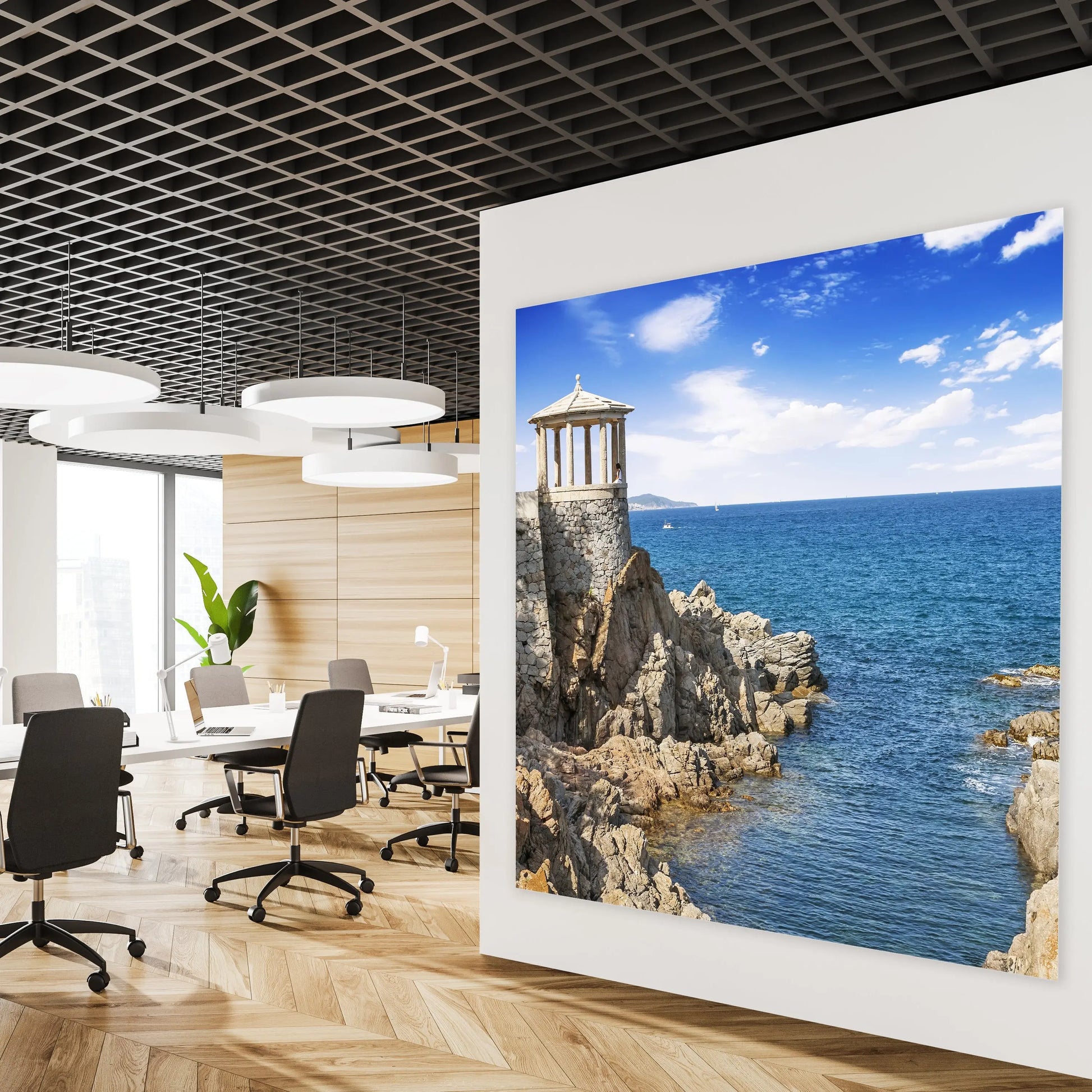XXL- Akustikbild mit individuellem Motiv im  Bürobereich.