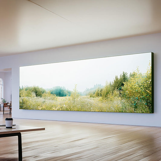 Primex Lummea Core Lightwall mit großformatigem Naturpanorama zur ruhigen und hochwertigen Raumgestaltung. Eindrucksvolle Lichtwand für moderne Arbeits- und Aufenthaltsbereiche