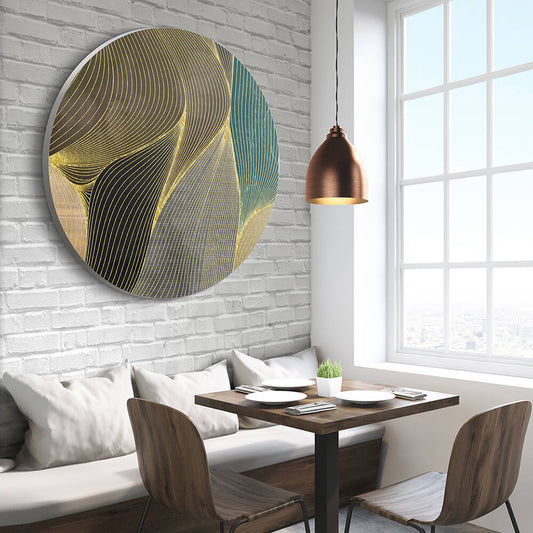 Rundes Akustikbild im Esszimmer zur Verbesserung der Raumakustik