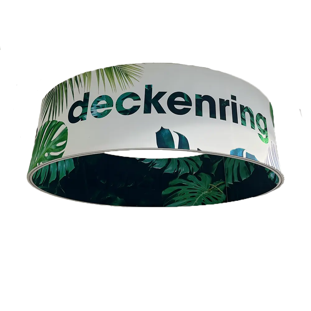 Deckenhänger "Pro Rund" mit Werbefläche Innen und Außen, aus formstabilem Aluspannrahmen