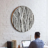 Rundes Wandbild mit strukturiertem Naturmotiv als dekoratives Designelement. Moderne Wandgestaltung für Büros, Wohnräume und repräsentative Innenbereiche.